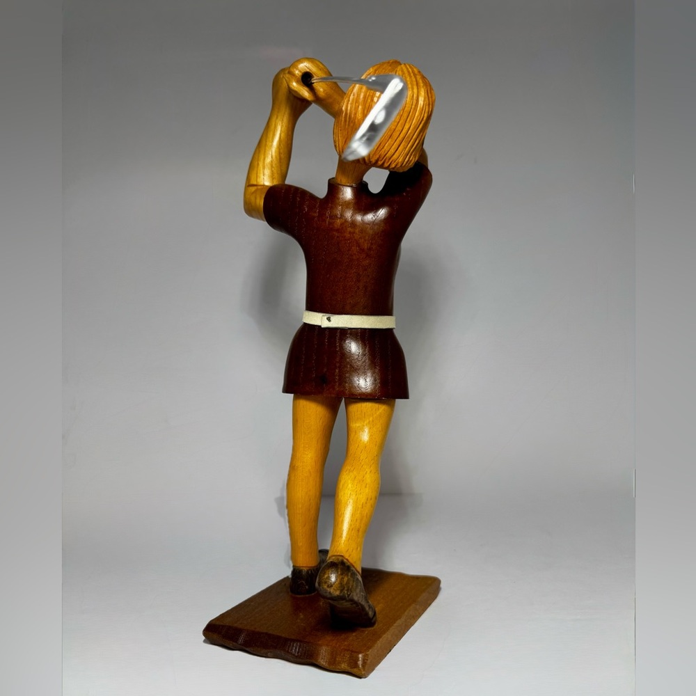 Romer of Italy Vintage 1992 Hand Carved Female Golfer Wood Statue - Picture 3 of 10
